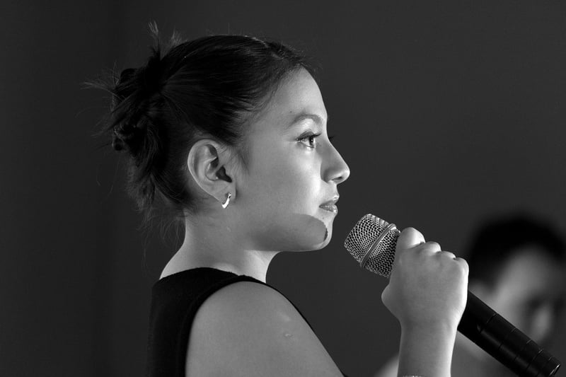 Singer performing with a microphone